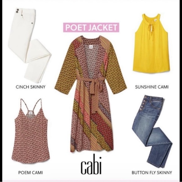 CAbi Poet Jacket #5664 Pockets a belt Tie boho Mixed Media Patchwork Robe Floral - Picture 16 of 16